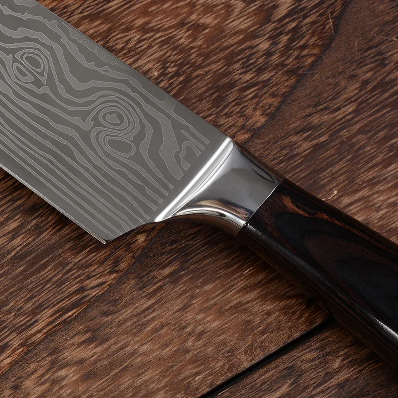 Timhome японский поварской нож 8 дюймов Профессиональный 7CR17mov S/S 440A кухонные ножи из нержавеющей стали с деревянной ручкой pakka