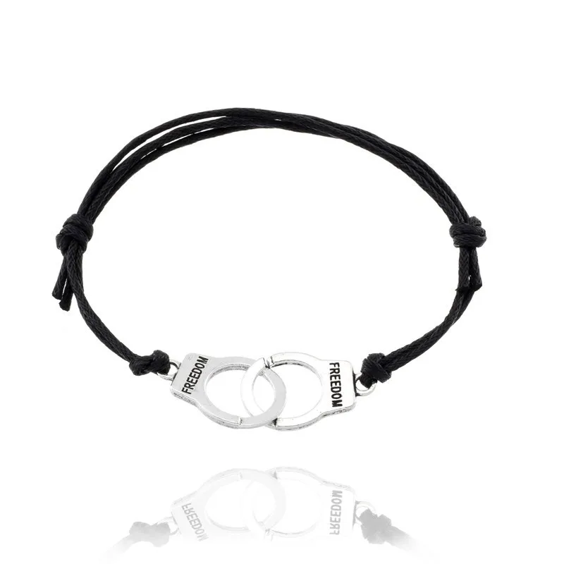 Мода наручники Браслеты для Для женщин модные резные фридон пары Блокировка Браслеты пара любитель наручники ювелирных изделий - Окраска металла: Black Handcuffs