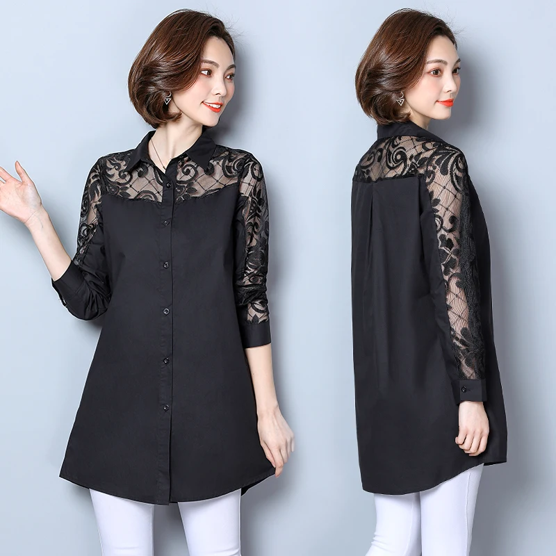 

YICIYA black Plus size large blouse lace top shirts women XXXL 4XL 5XL lantern long sleeve winter 2019 spring clothes elegant