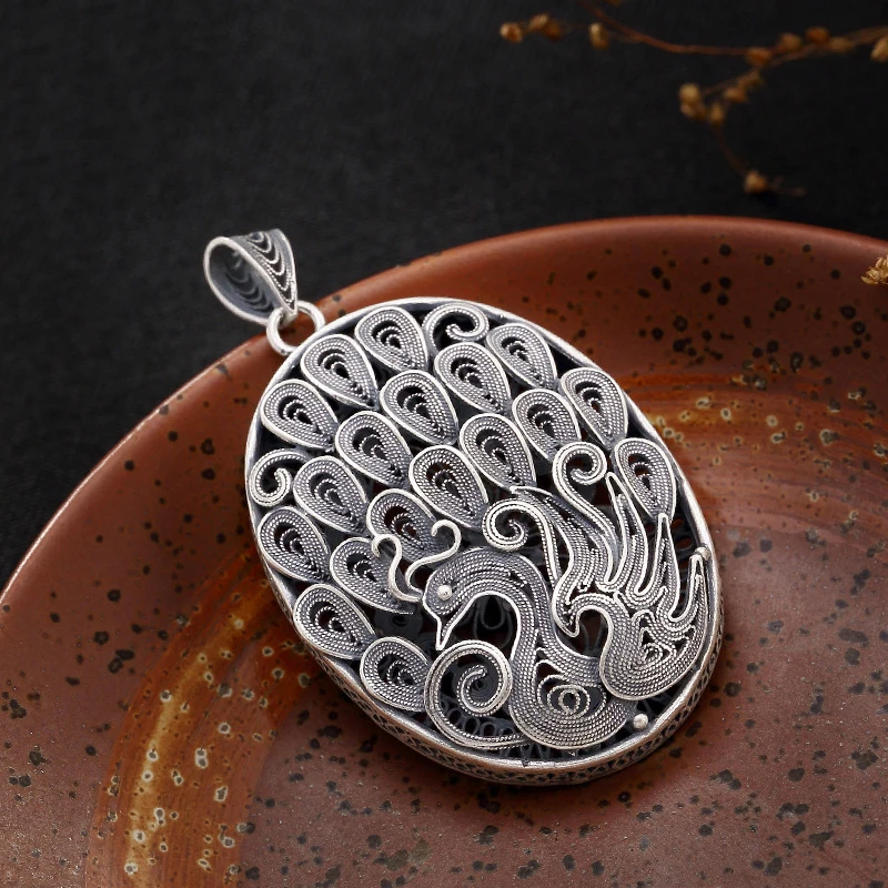 

Phoenix 925 Sterling Silver Round Pendant Charms Diy Costume Jewelry Fit Pendant Necklace Suspension HP036