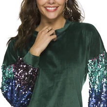 Женские футболки свободные повседневные топы с круглым вырезом блестящий длинный рукав футболка с отстрочкой рубашки Femme Топы vetement женские футболки mujer