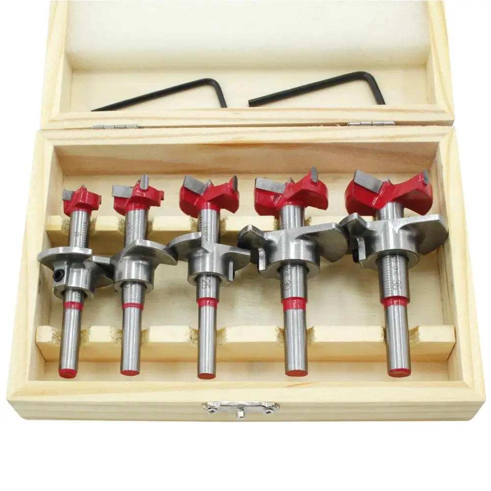 

5pcs Forstner Wood Drill Bit Self Centering Hole Saw Cutter Woodworking Tools Set 15MM 20MM 25MM 30MM 35MM With Precision Scale