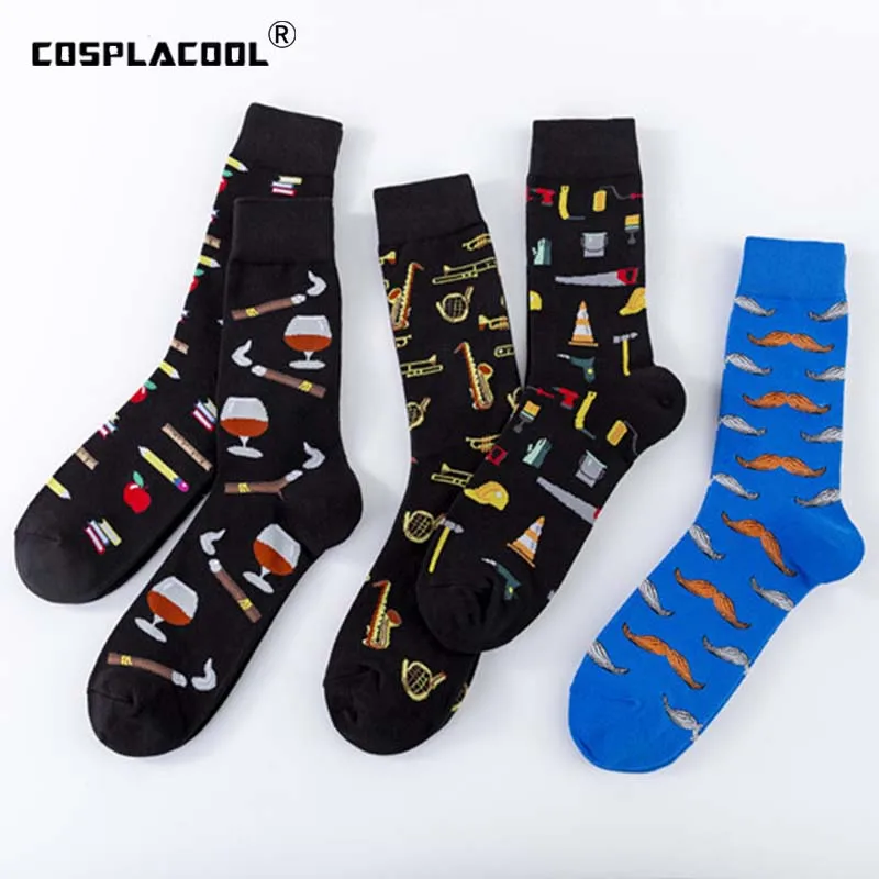 [COSPLACOOL] крутые носки в стиле хип-хоп, забавные уличные носки с изображением красного вина для мужчин, Harajuku, Divertidos, скейтборд, Chaussette Homme