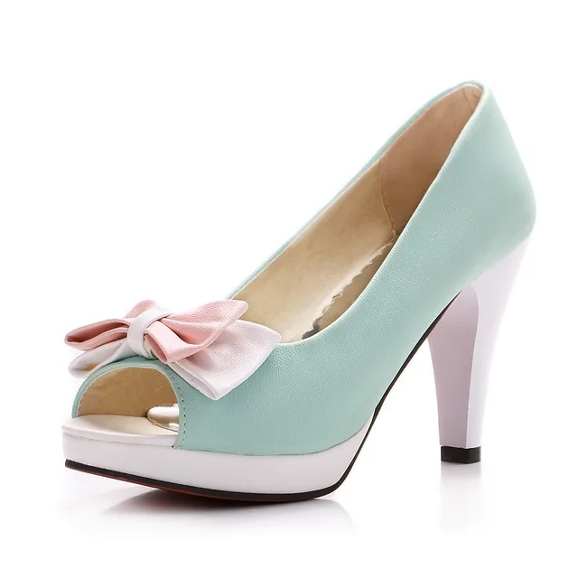 KSJYWQ 2017 Large Women shoes Peep toe Plus 43 Mint Green Pumps for