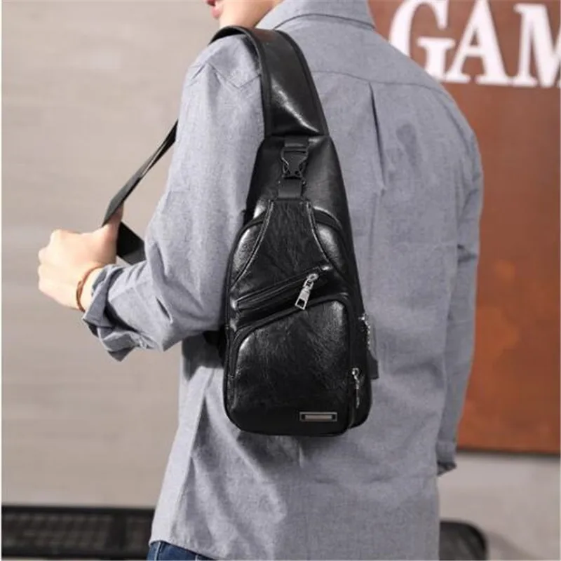 Мужская нагрудная сумка с USB, дизайнерская сумка-мессенджер, мужские сумки через плечо, кожаные сумки на плечо для сотового телефона, мужские дорожные кожаные нагрудные сумки
