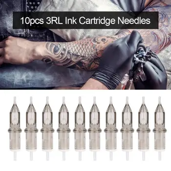 

10Pcs Disposable 3RL Ink Cartridge Needles Tattoo Machine Needles Semipermanent Makeup Tool Tattoo Gun Power Supply
