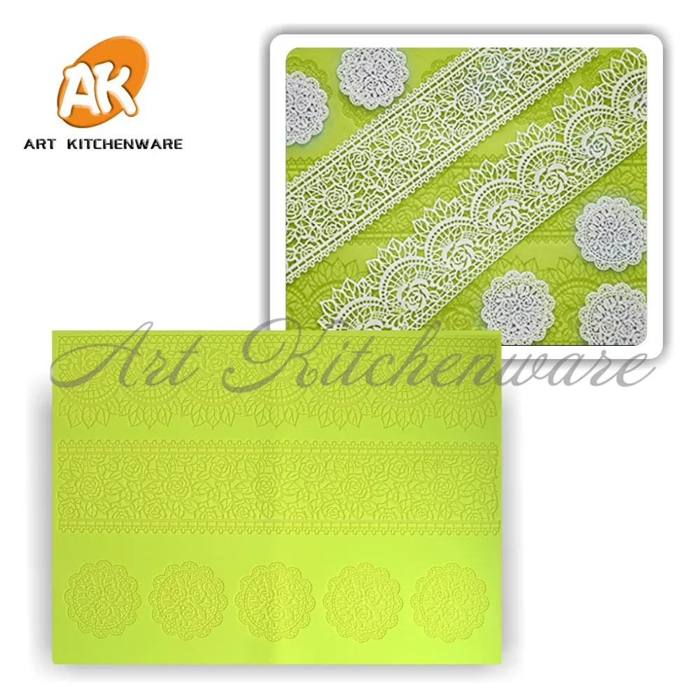 

New Flower pattern Lace Mat Flower Impression Mats Silicone Lace Mat Cake Lace Mold Silicone Fondant Sugar Lace Mat Decorative