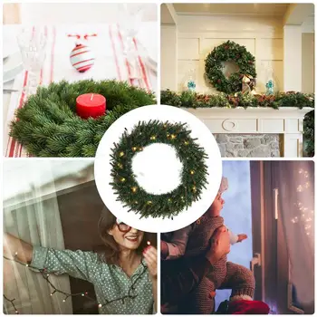 

30/40/50/60cm Merry Christmas Wreath With LED Light Handcrafted New Year Elegant Holiday Wreath Front Door Decoration