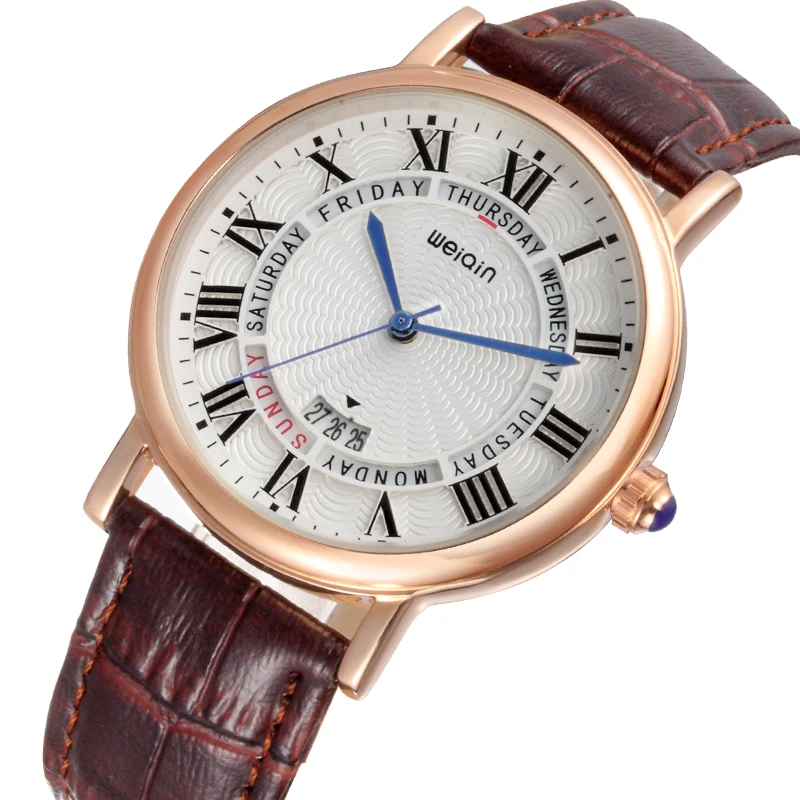 

WEIQIN Roman Numerals Women Watch Creative Calendar Auto Date Quartz Clock Female PU Leather Bracelet Dress Watch relogio
