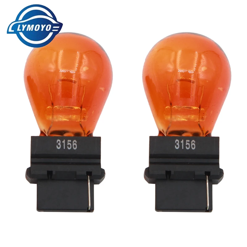 

LYMOYO 2pcs T25 3156 3157 P27W 12V 27W clear car external Turn signal Lights bulb halogen lamp high quality Amber white