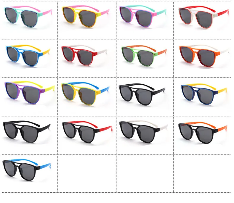 ASUOP2018 new fashion silicone children pilot polarized sunglasses UV400 retro girl round glasses boy color soft brand glasses (15)