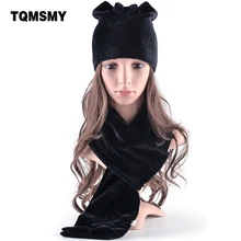 TQMSMY, весенне-зимняя женская шапка, Skullies Beanies, шапка, женская вязаная шапка из полиэстера, Повседневная бархатная женская теплая шапка, шарф, TMDH20