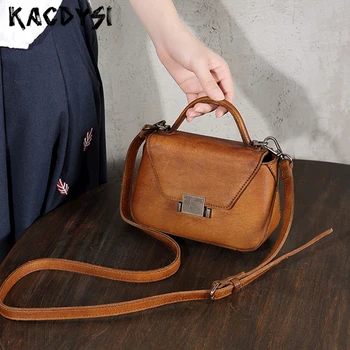 

Real Cow Leather Original Small Square Bag Ladies Single Shoulder Bags Retro Fashion Handbags Sweet Popular Womens Crossbody Bag
