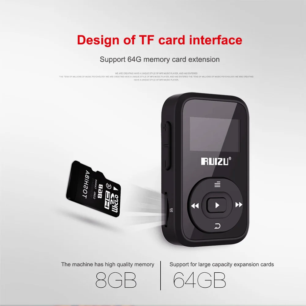 Mp3 плеер RUIZU X26 MP3 плеер Bluetooth walkman 64 GB Micro SD Поддержка WAV WMA WAV APE FLAC TXT играть Запись FM радио