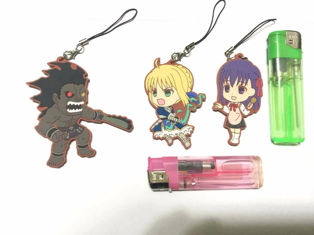 G361-2 7pcslot Original Japanese anime figure Fate Stay Night rubber Silicone sweet smell mobile phone charms keychain strap