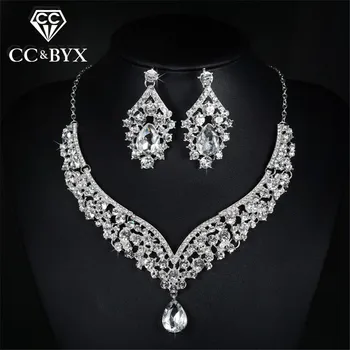 Earring and necklace sets shine AAA cubic zirconia & austrian crystal wedding jewelry sets for brides fashion elegant gift D022