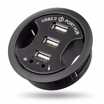 

Mount In Desk 3-Port USB 2.0 HUB Adapter and External StereoSound Adapter Combo Plug and play supports hotswapping/plugging. 66#
