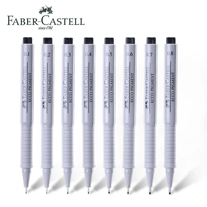 

Faber-Castell Ecco Fineliner Black Pigment Manga Pens 8pcs Waterproof Micron Art Markers Ultra Fine Technical Drawing Marker Pen