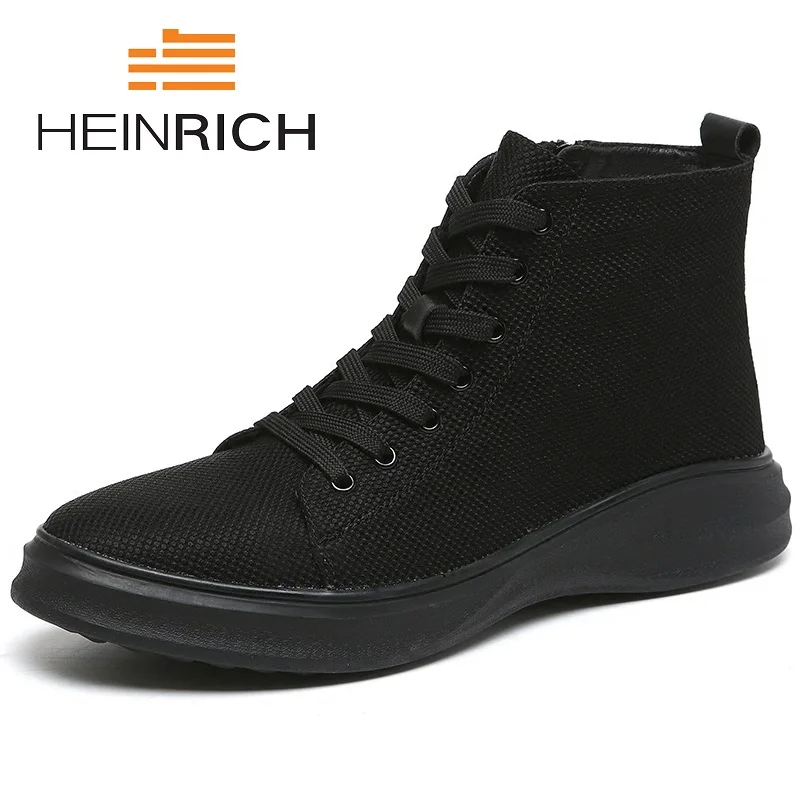 

HEINRICH 2018 Spring/Autumn Top Brand Boots Men Breathable Canvas Shoes Genuine Outdoor High Top Shoes Scarpe Uomo Di Marca
