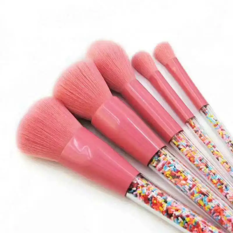 Chomel New 5 pieces/sets pink plastic handle candy makeup brush set brush beauty tools free shipping