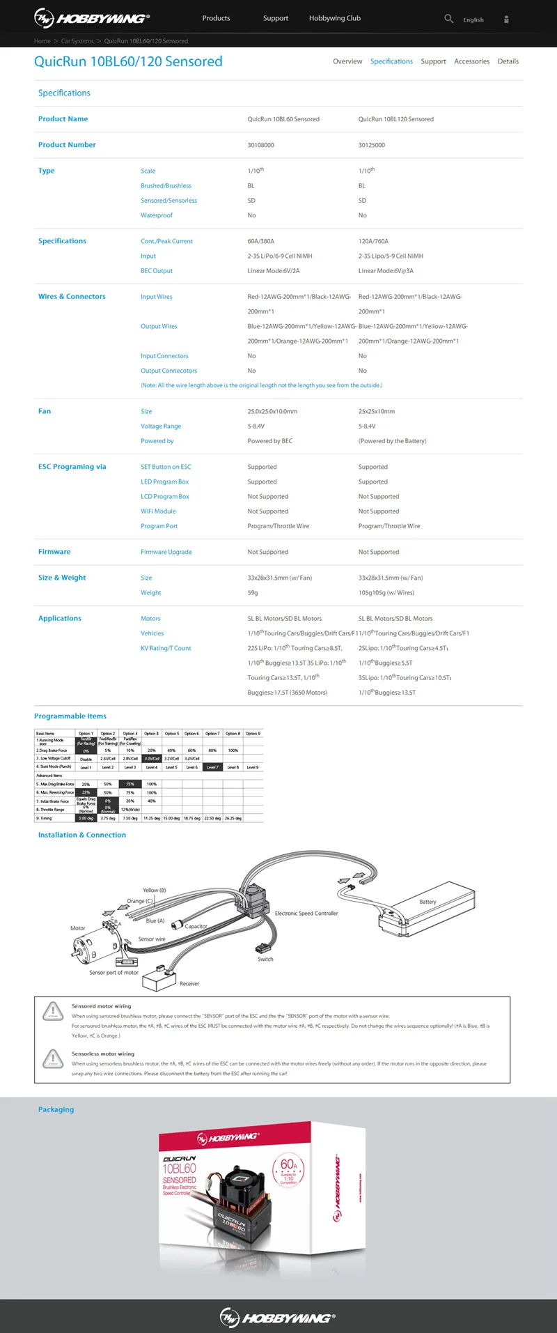 QuicRun 10BL60 120 Sensored_Car Systems_HOBBYWING_