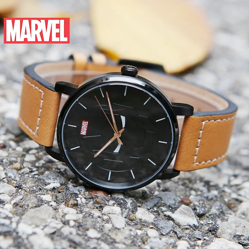 Мужские железные кварцевые часы Marvel мстители с кожаным ремешком роскошные