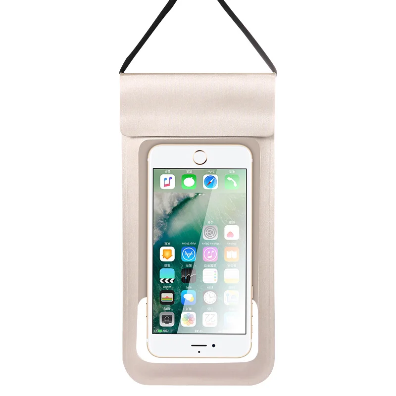 Водонепроницаемая сумка для мобильного телефона для iphone 6plus 7 8 p huawei все модели 6 дюймов водонепроницаемая сумка PU чехол сo шнуром для мобильного телефона - Цвет: Золотой цвет