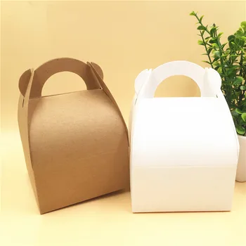 

Handle Paper Box Brown White Blank DIY Bear Shape Handmade Birthday Gift Present Packaging Paper Boxes Cases Favor 50Pcs/Lot