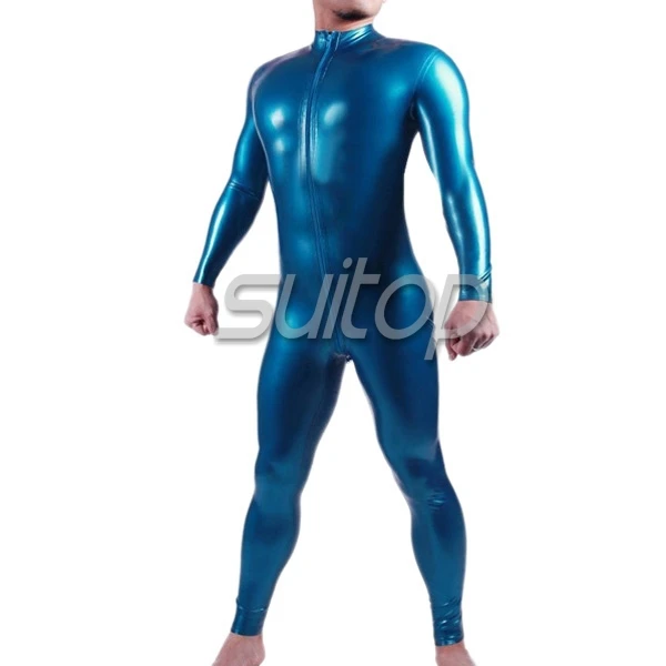 

Suitop classical latex male's catsuit front zip in metallic latex