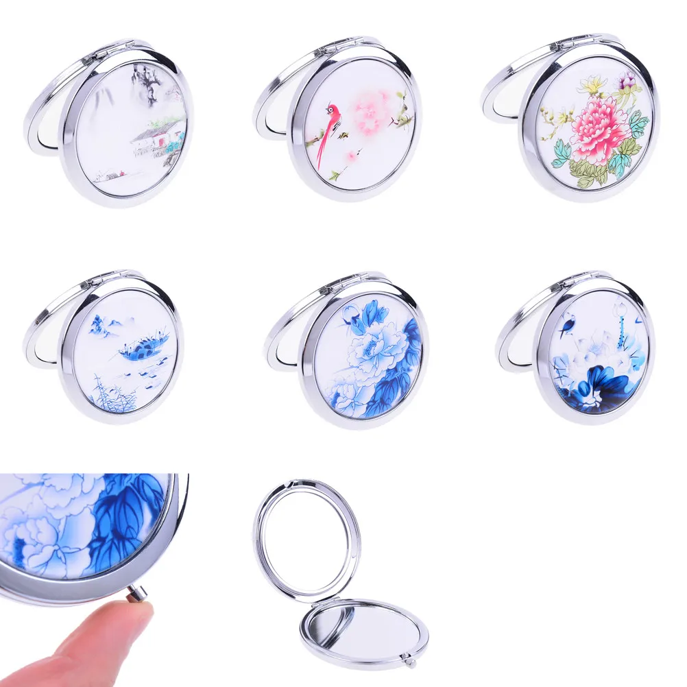 

Portable Foldable Pocket Metal Makeup Compact Mirror Woman Cosmetic Mini Beauty Normal Magnifying Mirror Double Sides Mirrors