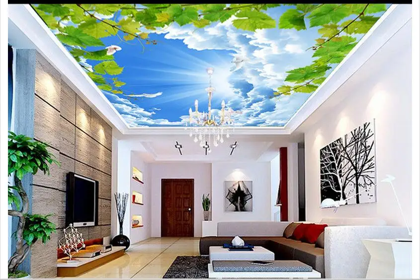 

Customized 3d wallpaper 3d ceiling wallpaper murals blue sky and white clouds Hato Shira zenith mural beauty home decoration