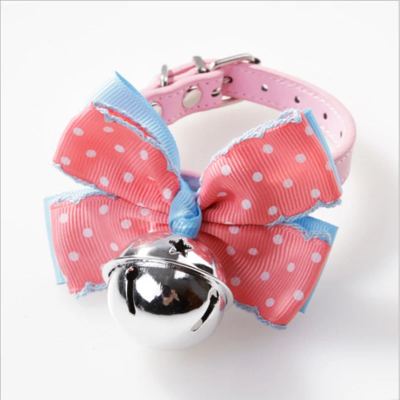 Cute Dog Collar Big Bow-knot Tie Silver Bells Cat Collar Adjustable Puppy Quality Fashion Pet Supplies Hot Sales Beauty Products
