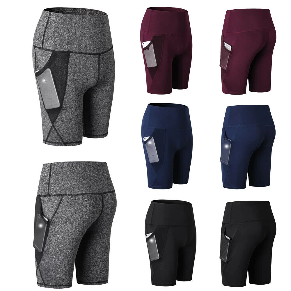 Для женщин мелочам Шорты Mid-Tight Спорт Одежда для йоги стрейч упражнения сетчатый карман трусики
