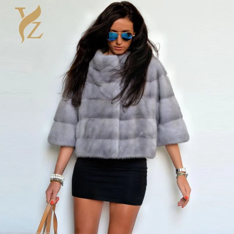 

Brand Quality Sapphire Short Fur Coats For Women Winter Outerwear Clothes Real Fur Mink Coats Female Designer Plus Size Jacket