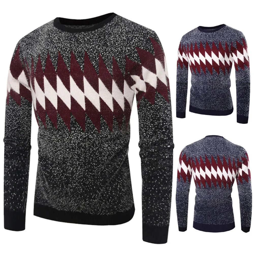 Drop Ship Men Autumn Long Sleeve Printed Pullover Knitted Sweater Top Tee Outwear Blouse Stylish and fashion design Z111 | Мужская
