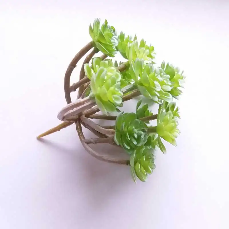 

Green Flocked Artificial Succulents Plastic Plants 24 Fake Flower Heads Arrangement Realistic Faux Succulent Garden Decor 9x11cm