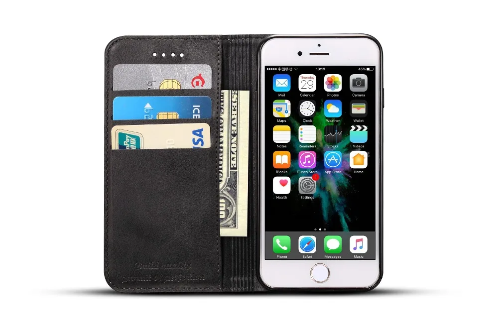 

Luxury Phone Cover For iPhone 7 Cases iPhone 7 Plus Cases Business Wallet Case With Kickstand Anti-knock With Card Pocket