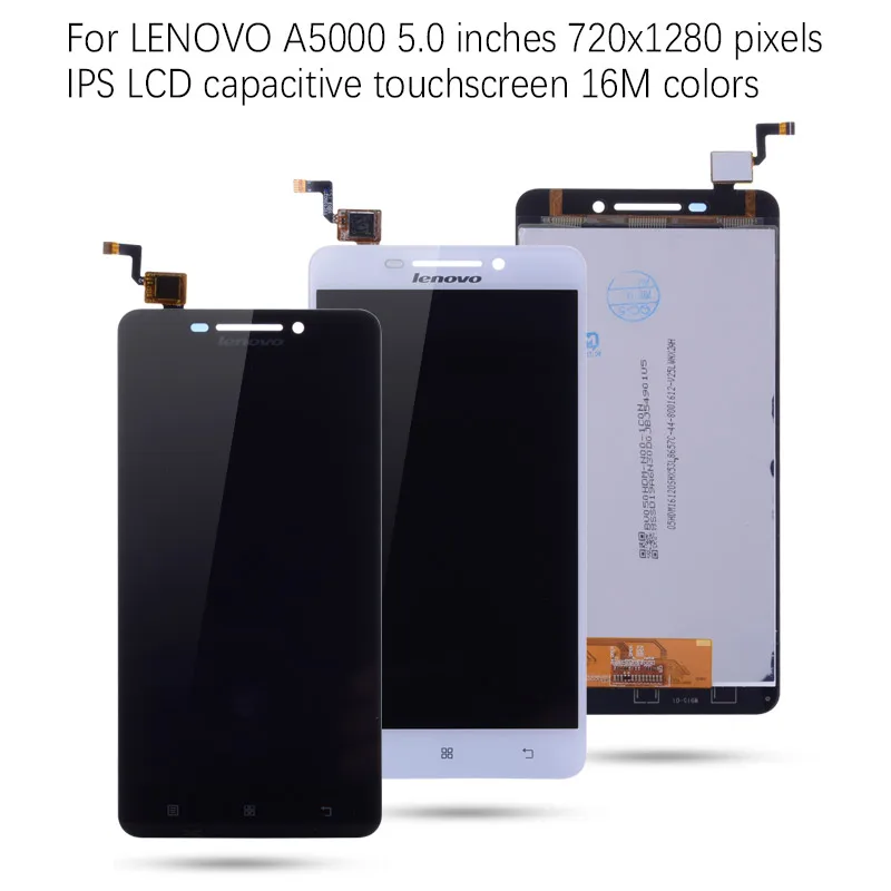 Дисплей для LENOVO A5000 A 5000 LCD в сборе с тачскрином на рамке черный белый