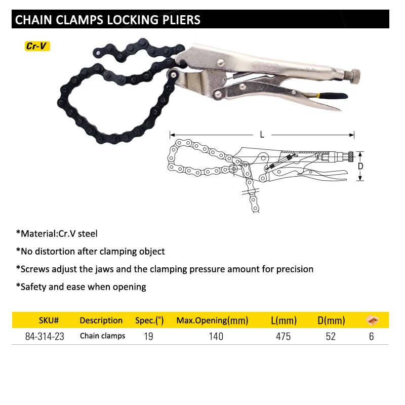 84-314-23 locking chain clamp size