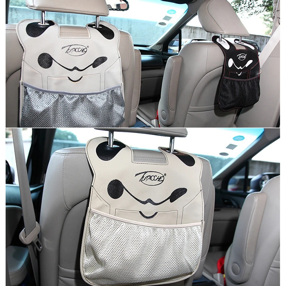 YOSOLO Mesh Car Organizer Auto Back Seat Storage Cute Cartoon PU Leather Bag Phone Tissue Holder Car-styling Car Accessories