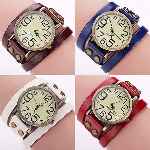 Women Men Retro Punk Rock Faux Leather Winding Bracelet Wrist Watch Jewelry Store 51 Women Men Retro Punk Rock Faux Leather Winding Bracelet Wrist Watch Jewelry Store 51