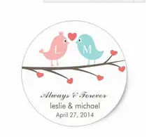 1.5inch Love Birds Monogram Wedding Favor Stickers