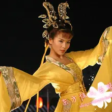 E Wong сценический танцевальный костюм с рукавом оперы костюм для классических танцев Фея Тан ярко-желтый Hanfu