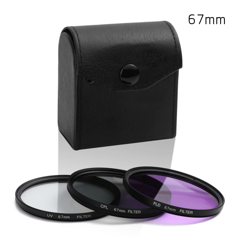 67MM 49 мм 52 мм 55 мм 58 мм 62 мм 67 мм 72 мм 77 мм UV& CPL& FLD 3 в 1 Набор фильтров для объектива с сумкой для объектива камеры sony Pentax - Цвет: 67MM