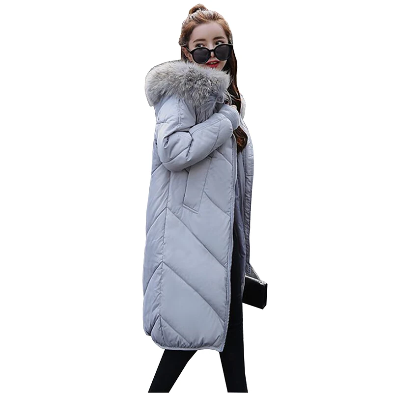 #*Cheap Hooded Fur Collar Down Cotton Winter Jacket Women 2018 New Female Winter Coat Slim Thicken Long Coat Parka Feminino Casacos