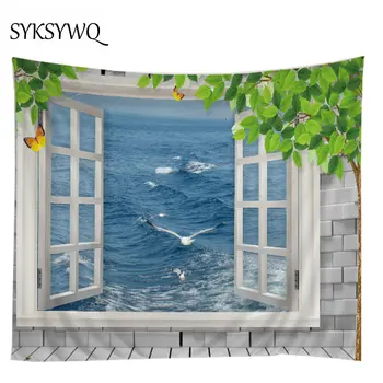 

2018 new design beach carpet wall hanging window scenery tapestry drop shipping decorative wall blanket