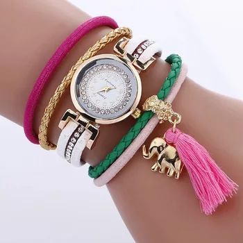 

top fashion women's watch with taseel pu belt , good quality ,fashion women's bracelet watch with crystal