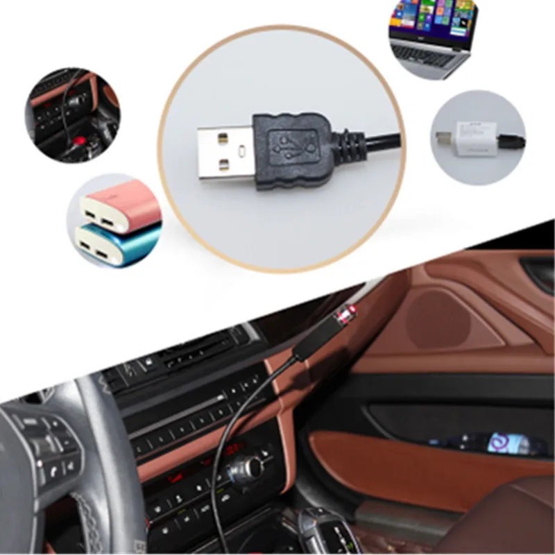 Регулируемый декоративный USB для салона автомобиля светодиодный мини светодиод