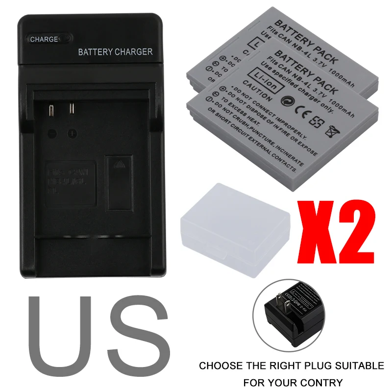 US RP 1000mAh NB-4L NB4L Battery+USB Charger for Canon IXUS 30 40 50 55 60 65 80 100 I20 110 115 120 130 IS 117 220 225 230 255 HS - Цвет: US
