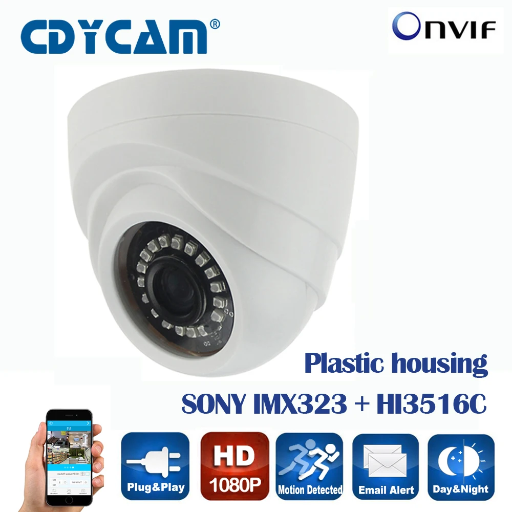 HD 2.0MP 1080P IMX323 Sensor Dome security Surveillance CCTV IP Camera IR night vison ONVIF network indoor Camera 3.6mm lens